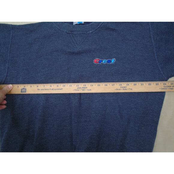 Vintage 90s Crest Toothpaste Sweatshirt Waffle Knit Blue Embroidered Size Large - Picture 4 of 9